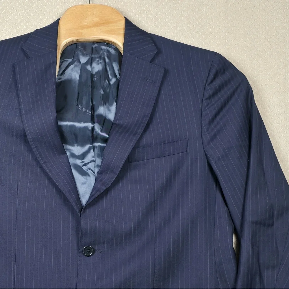 Ermenegildo Zegna Mens Blazer Jacket 42 Blue Stripe Wool Sport Coat Saks 5th Ave